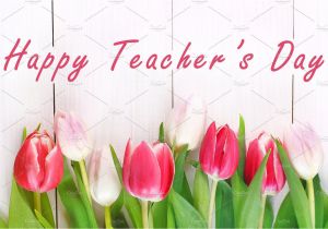 Teachers Day Beautiful Greeting Card Happy Teachers Day with Tulip Flower Message for Teacher In