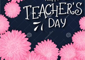 Teachers Day Card with Quotation Photo About Vector Hand Drawn Lettering with Flowers and