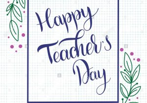 Teachers Day Invitation Card Writing Happy Teacher Day Lettering Elements for Invitations