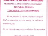 Teachers Day Invitation Card Writing Mechanical Engineering association Annamalai University