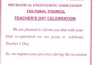 Teachers Day Invitation Card Writing Mechanical Engineering association Annamalai University