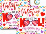 Teachers Day Par Greeting Card Valentine too Kool Gift Tags Diy Editable Template