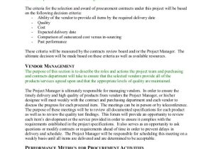 Team Contract Template In Project Management Procurement Management Plan