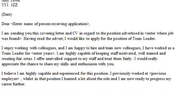 Team Leader Covering Letter Team Leader Cover Letter Sample Lettercv Com