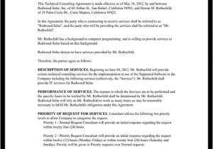 Tech Support Contract Template Consulting Agreement for Technical Services Contract