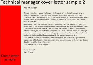 Technical Director Cover Letter Technical Manager Cover Letter