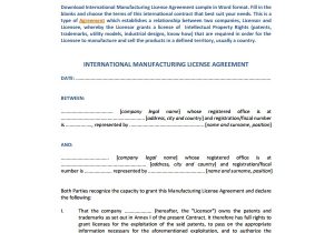 Technical Quality Agreement for Contract Manufacturing Template Sample License Agreement Template 29 Free Documents In