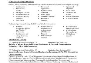 Technical Skills for Electrical Engineer Resume Electrical Engineer Electronics Technician Resume