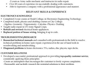 Technical Skills for Electronics Engineer Resume Resume Sample Electronics Engineering Technician