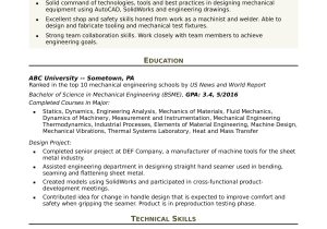 Technical Skills for Mechanical Engineer Resume Sample Resume for An Entry Level Mechanical Engineer
