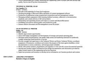 Technical Writer Resume Sample Technical Lead Technical Writer Resume Samples Velvet Jobs