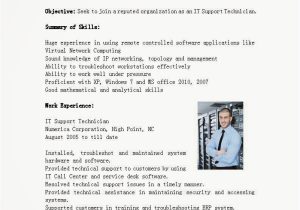 Technician Resume Sample Resume Samples It Support Technician Resume Sample