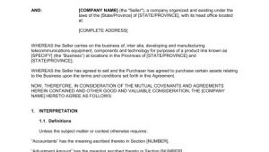 Telecom Contract Template asset Purchase Agreement for A Telecom Business Template