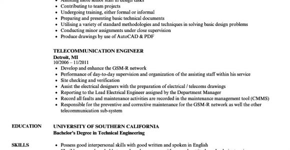 Telecom Engineer Resume Telecommunication Engineer Resume Samples Velvet Jobs