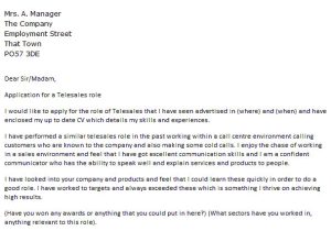 Telesales Cover Letter Telesales Cover Letter Example Icover org Uk