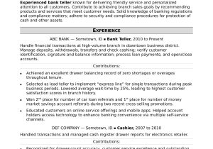 Teller Resume Sample Bank Teller Resume Sample Monster Com
