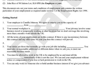 Temp to Perm Contract Template Employment Contract Template Free Contract Of Employment