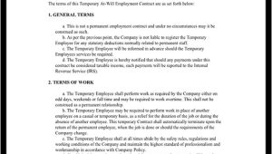Temp to Perm Contract Template Temporary Employment Contract Agreement Template with