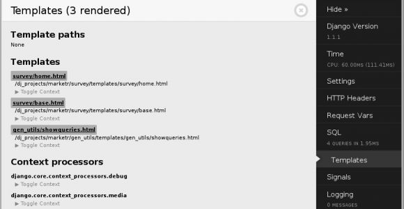 Template Debug Django Django Debug toolbar Template Listing Feature for Strut