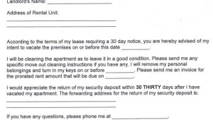 Template for 30 Day Notice to Landlord 11 30 Day Notice Templates Sample Templates