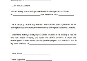 Template for 30 Day Notice to Landlord 9 Sample 30 Days Notice Letters to Landlord In Word