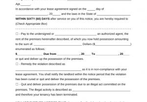 Template for 60 Day Notice to Vacate 60 Day Eviction Notice Template Eforms Free Fillable forms