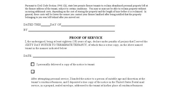 Template for 60 Day Notice to Vacate Free California 60 Day Notice to Vacate form as Of 2013