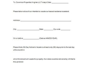 Template for 60 Day Notice to Vacate Notice Templates 104 Free Word Pdf format Download