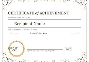 Template for A Certificate Of Achievement Certificates Download Free Business Letter Templates