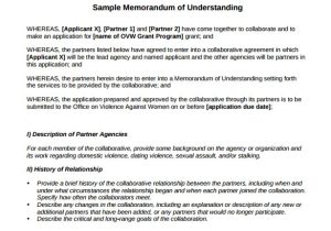 Template for A Memorandum Of Understanding 16 Sample Memorandum Of Understanding Templates to