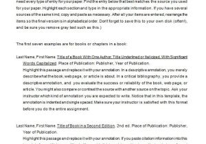 Template for Annotated Bibliography Apa format 7 Annotated Bibliography Templates Free Word Pdf
