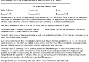 Template for Child Care Contract Child Care Contract Template