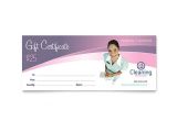 Template for Gift Certificate for Services House Cleaning Maid Services Gift Certificate Template