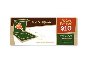 Template for Gift Certificate for Services Pizza Pizzeria Restaurant Gift Certificate Template Design