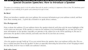 Template for Introducing A Speaker Template for Introducing A Speaker 7 Special Occasion