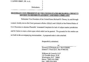 Template for Motion to Dismiss File Defendant Cheney 39 S Motion to Dismiss Pdf Wikipedia
