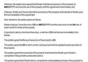 Template for Rent to Own Contract Rent to Own Contract Sample 8 Examples In Word Pdf