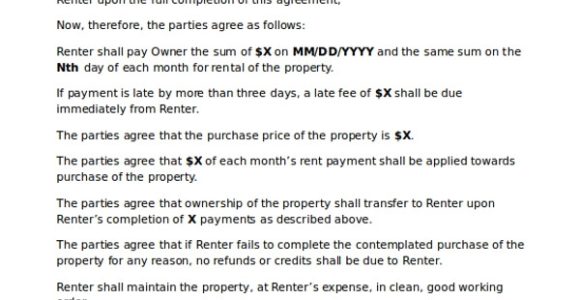 Template for Rent to Own Contract Rent to Own Home Contract 7 Examples In Word Pdf