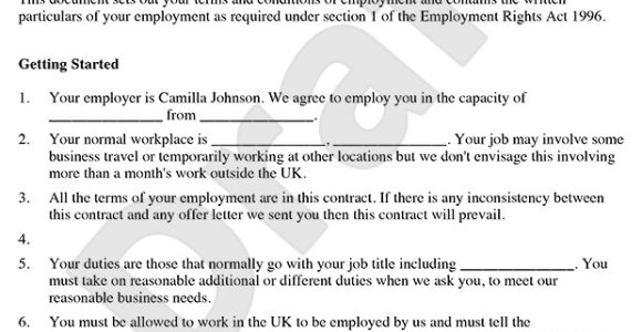 Template Of A Contract Of Employment Employment Contract Template Free Contract Of Employment