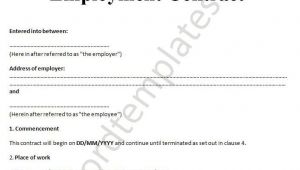 Template Of A Contract Of Employment Printable Sample Employment Contract Sample form Laywers
