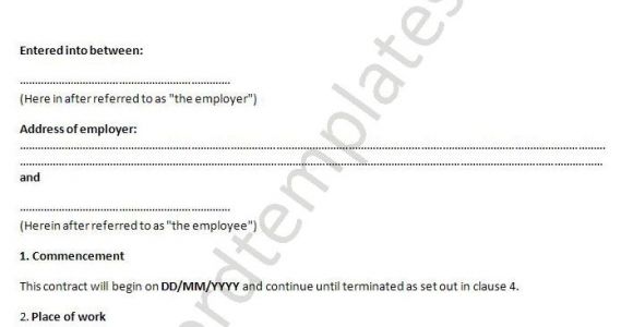 Template Of A Contract Of Employment Printable Sample Employment Contract Sample form Laywers