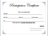 Templates for Certificates Of Participation Workshop Participation Certificate Template Microsoft
