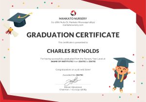 Templates for Graduation Certificates Free Nursery Graduation Certificate Template In Psd Ms