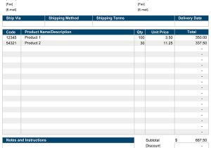 Templates for Purchase orders Purchase order Purchase order Template for Excel