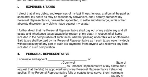 Templates for Wills Free Last Will and Testament Templates A Will Eforms