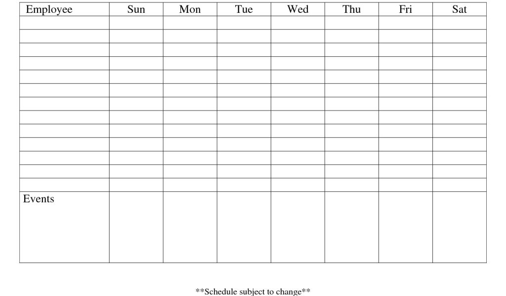 Templates for Work Schedules 13 Blank Weekly Work Schedule Template ...