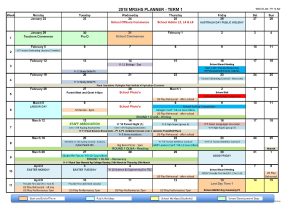 Term Calendar Template 2018 Term Planner Margaret River Senior High School