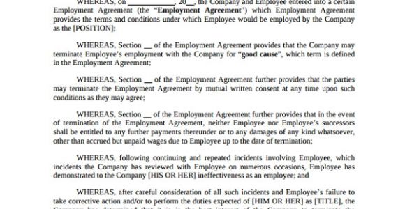 Termination Of Employment Contract by Mutual Agreement Template Sample Employment Termination Agreement 8 Free