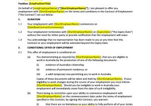 Terms and Conditions Of Employment Template Hr Advance Contract Of Employment True Fixed Term