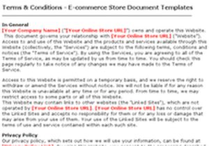 Terms and Conditions Template Ecommerce Terms Condition Ecommerce Store Document Templates